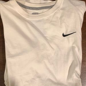 Mens nike white shirt with black logo size medium